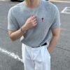 아미 하트로고 라운드 반팔니트 (4color)