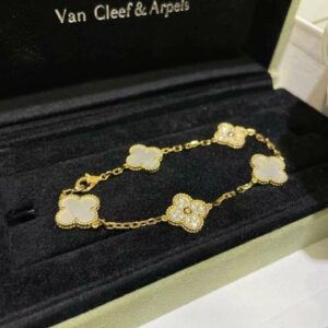 [Vancleef &arpels] 반클리프 아펠 알함브라 5모티브  팔찌 ( 자개 큐빅)