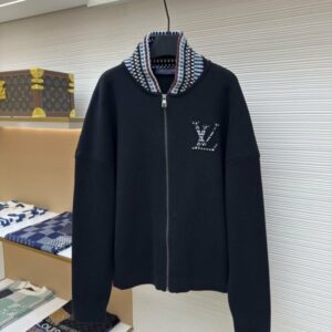 루이비통 자수로고 숄 니트 집업