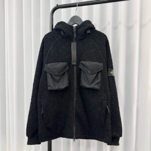 스톤아일랜드 투포켓 플리스 후드집업