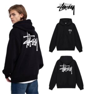 스투시 베이직 후드 블랙