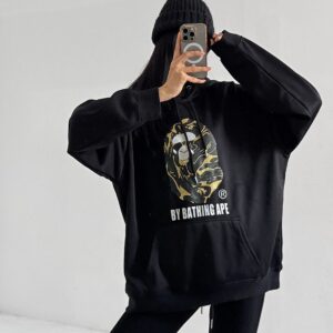 베이프 마블링 풀오버 후드 티셔츠