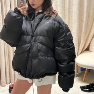 미우미우 24 컬렉션 레더 카라 다운 패딩