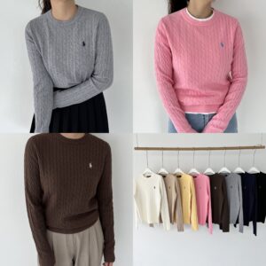 폴로랄프로렌 여성 라운드 꽈배기 니트