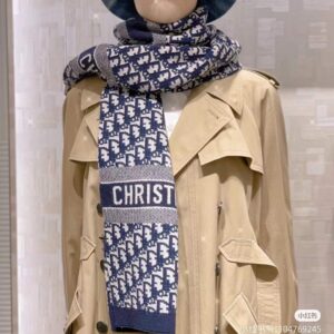 디올 오블리크 머플러 네이비